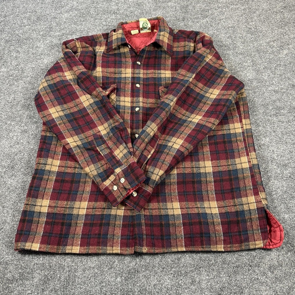 Vintage Appalachian Trail Jacket Mens Large Red Plaid Wool Quilted Lined Korea